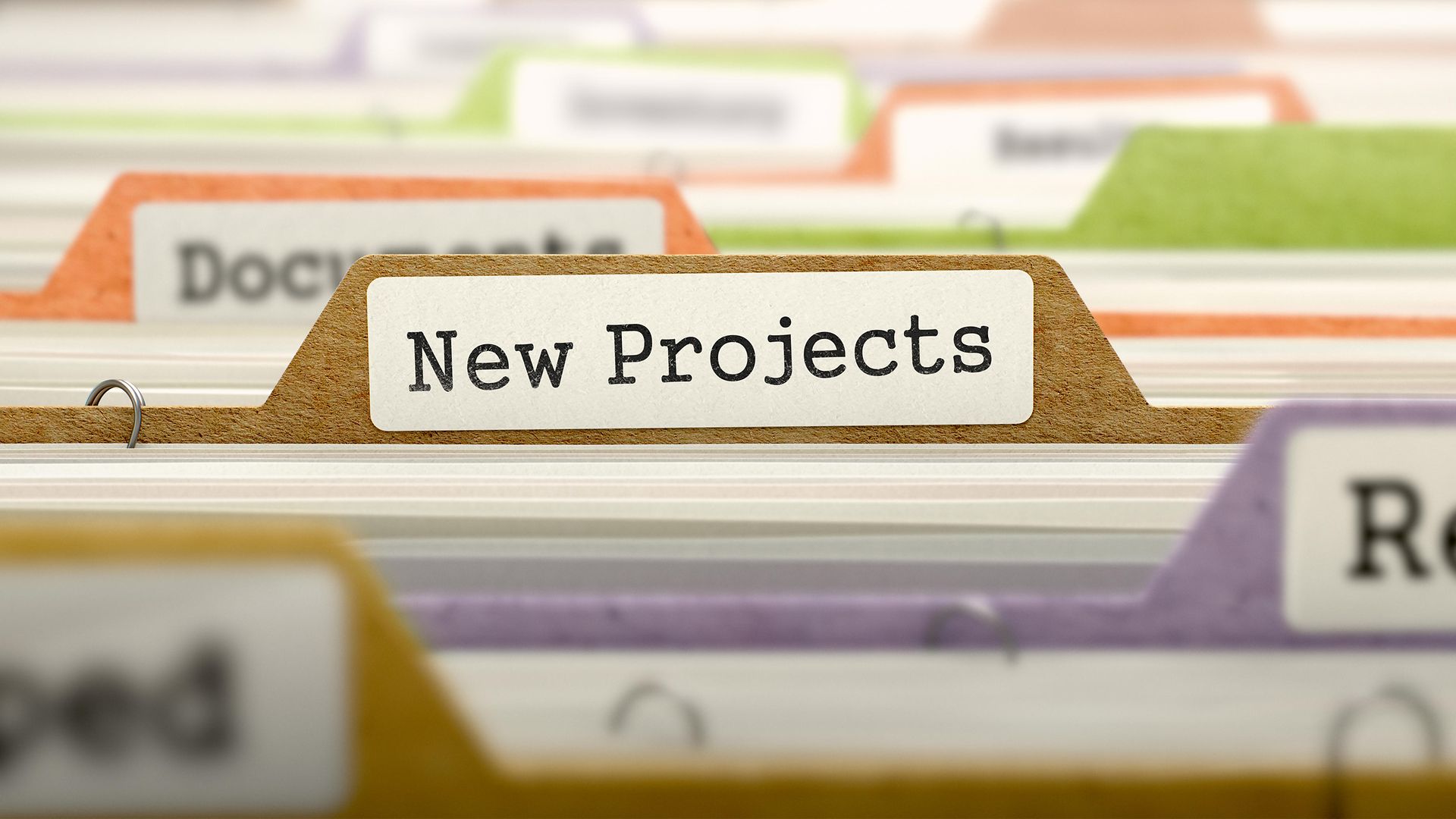 Akten mit der Beschriftung neue Projekte